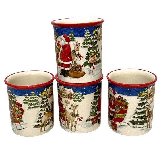 Susan Winget Santa Claus Christmas Mug Set of 4 Holiday Traditional Classic - Picture 5 of 8